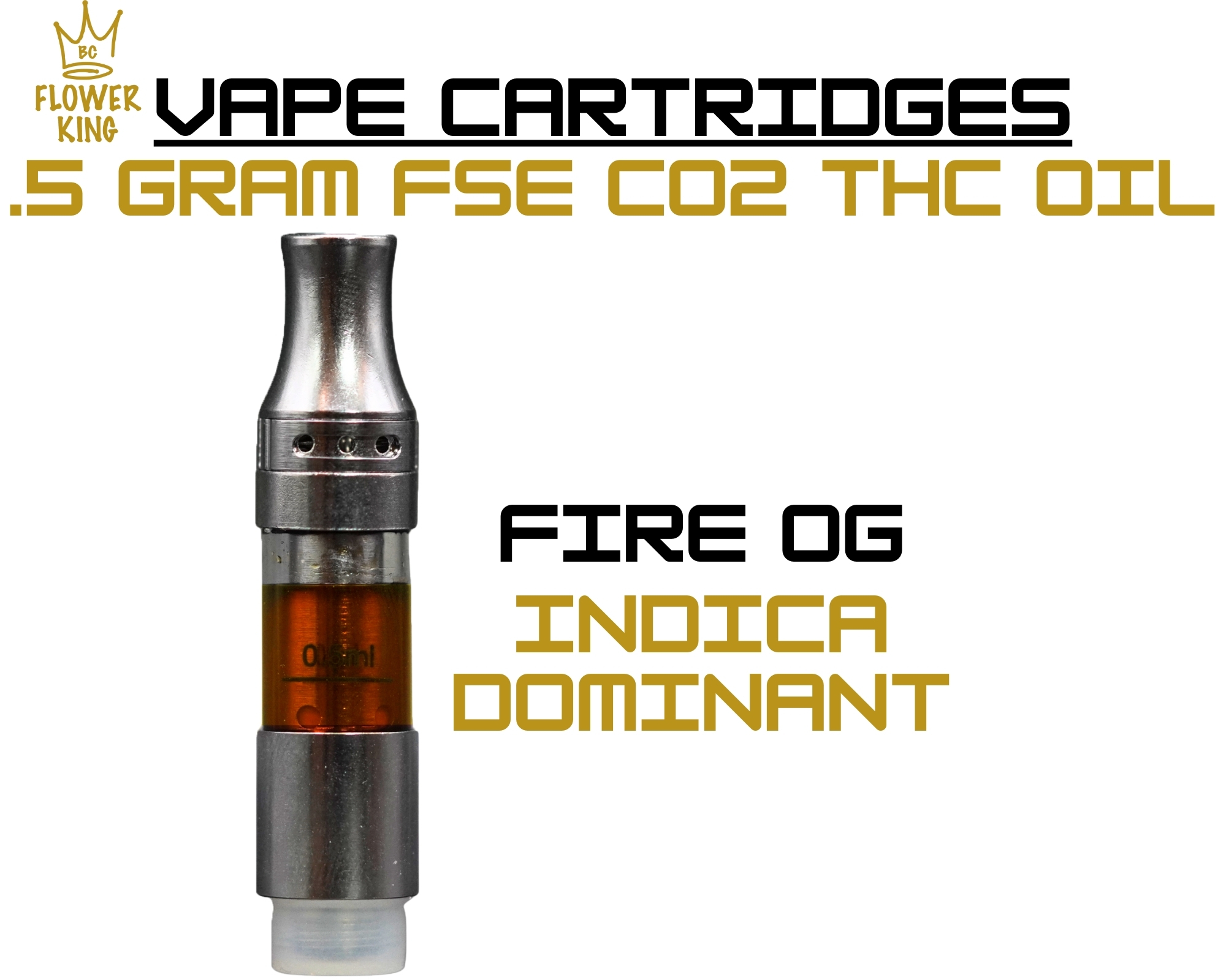 Co2 Oil Vape - Fire OG FSE Co2 OIL VAPE CARTRIDGE <br> FIRE OG (.5 GRAM) <br> INDICA DOMINANT - Image 1