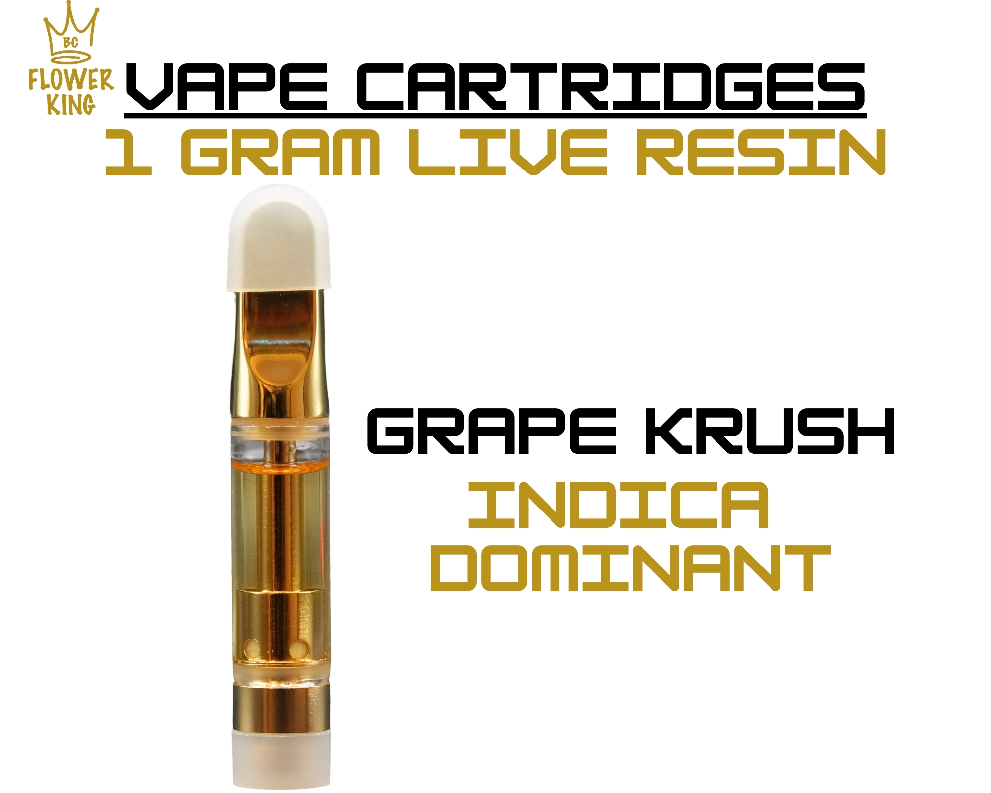 Live Resin Grape Krush LIVE RESIN VAPE CARTRIDGE <br> GRAPE KRUSH (1 GRAM) <br> INDICA DOMINANT - Image 1